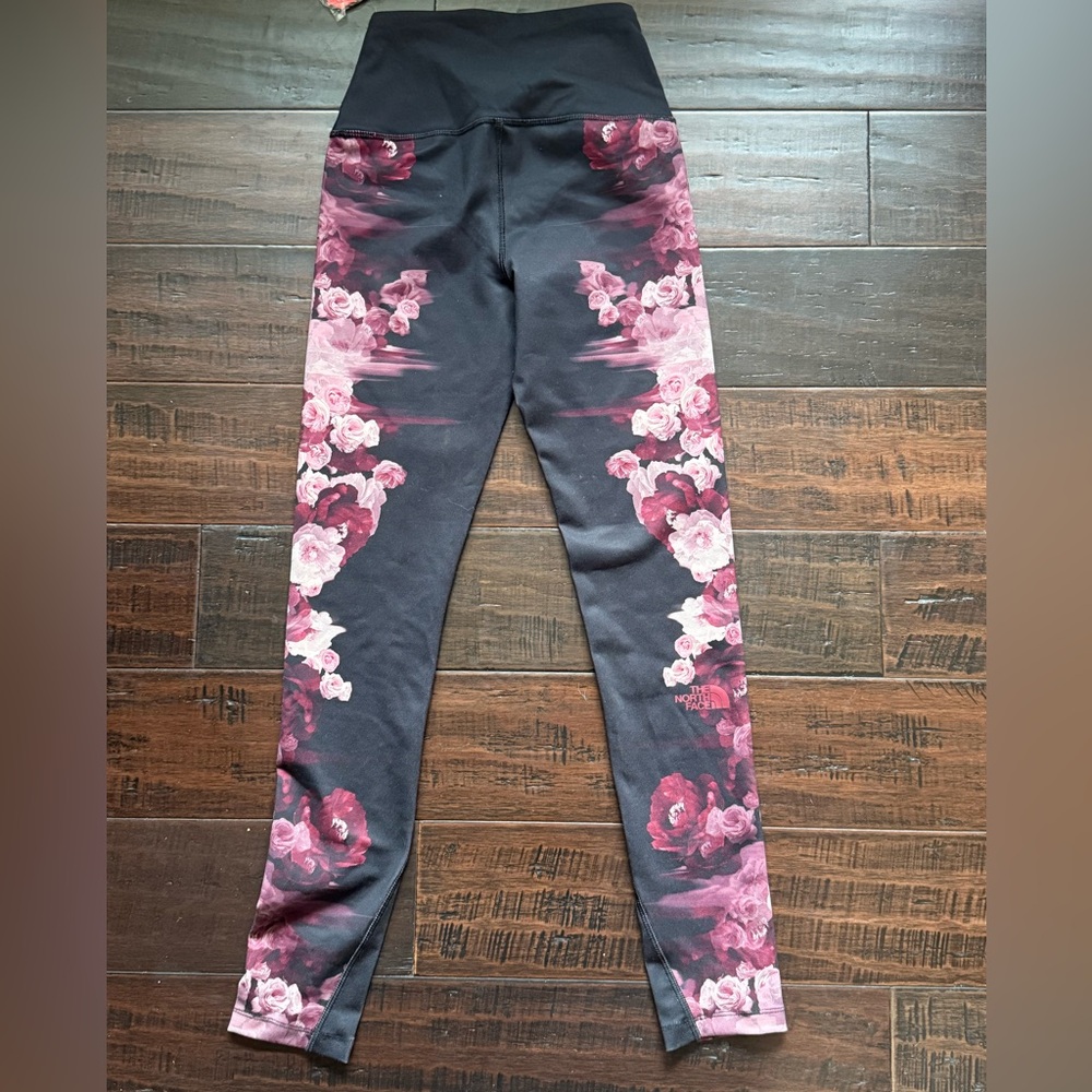 The North Face Black and Pink Floral Kids Leggings